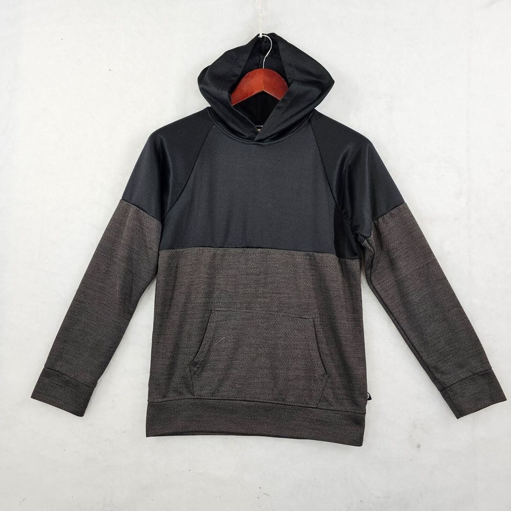 Airwalk Fleece Lined Hoodie Long Sleeve Pullover Black Gray Skater School Size L